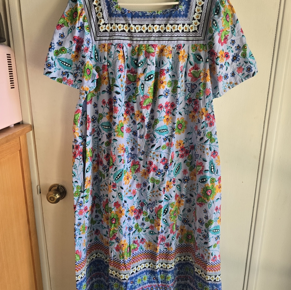 Expressions Cotton Mumu Lounge Dress With Pockets Medium - Picture 5 of 6